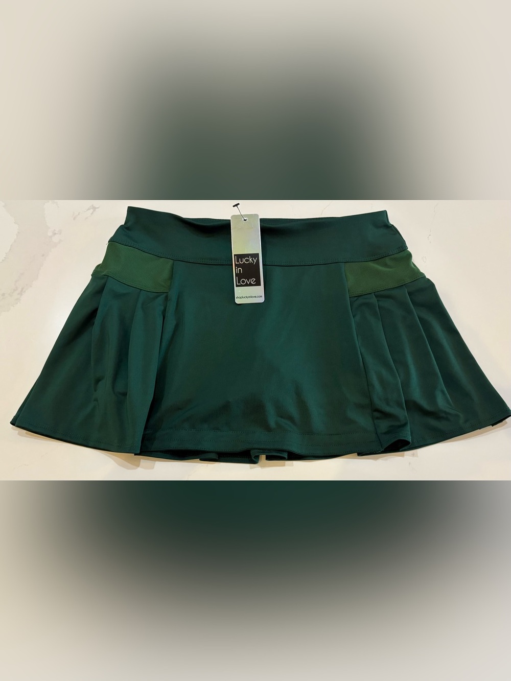LUCKY IN LOVE SMALL UPF50+ GREEN TEAM SPIRIT PLEATED SKIRT / SKORT NEW NWT